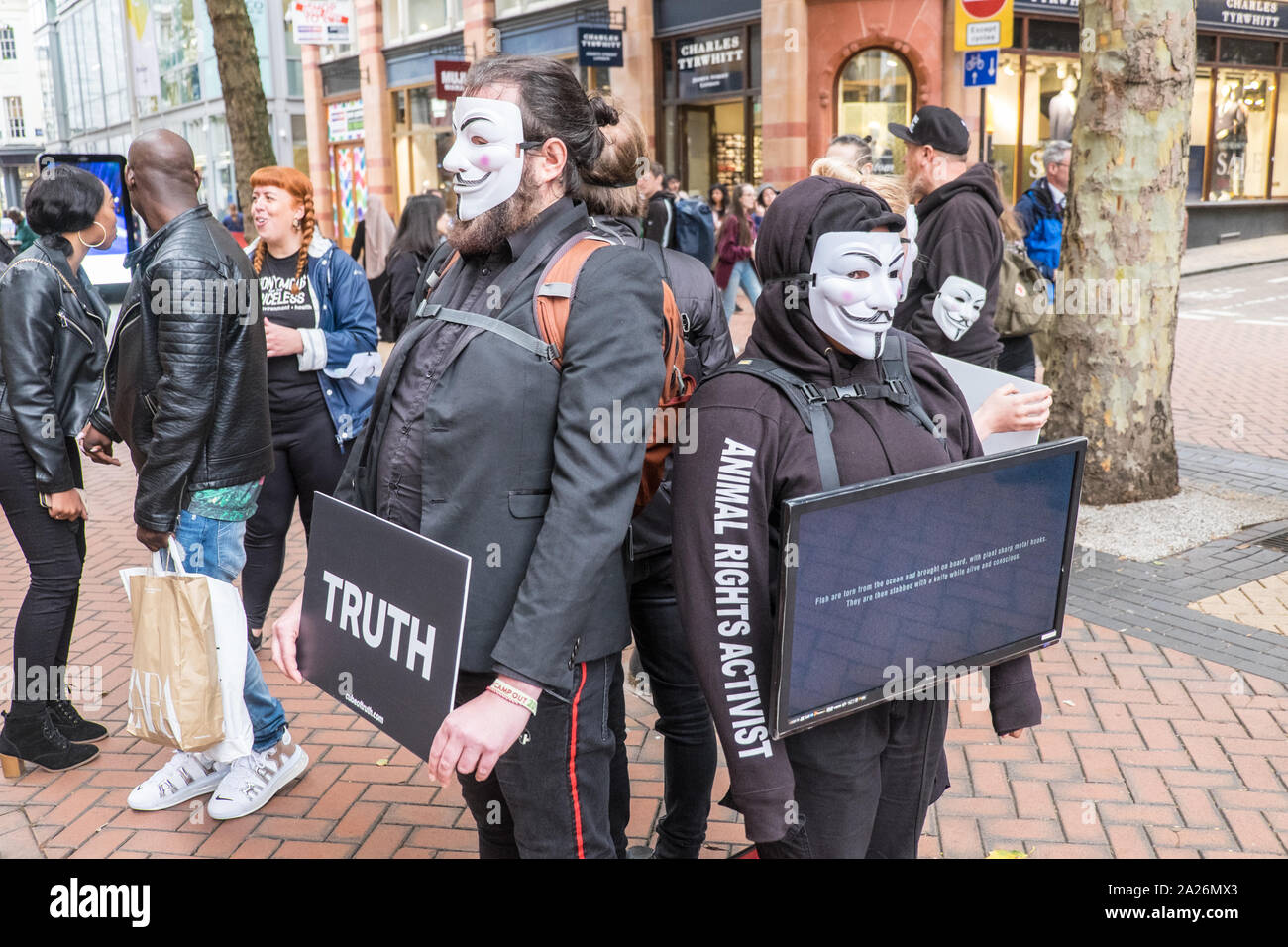 Animal,Rights,Activists,Anonymous for the  voiceless,protest,againgst,factory farming,in,Birmingham,West  Midlands,Midlands,England,UK,GB,Britain,Europe Stock Photo - Alamy