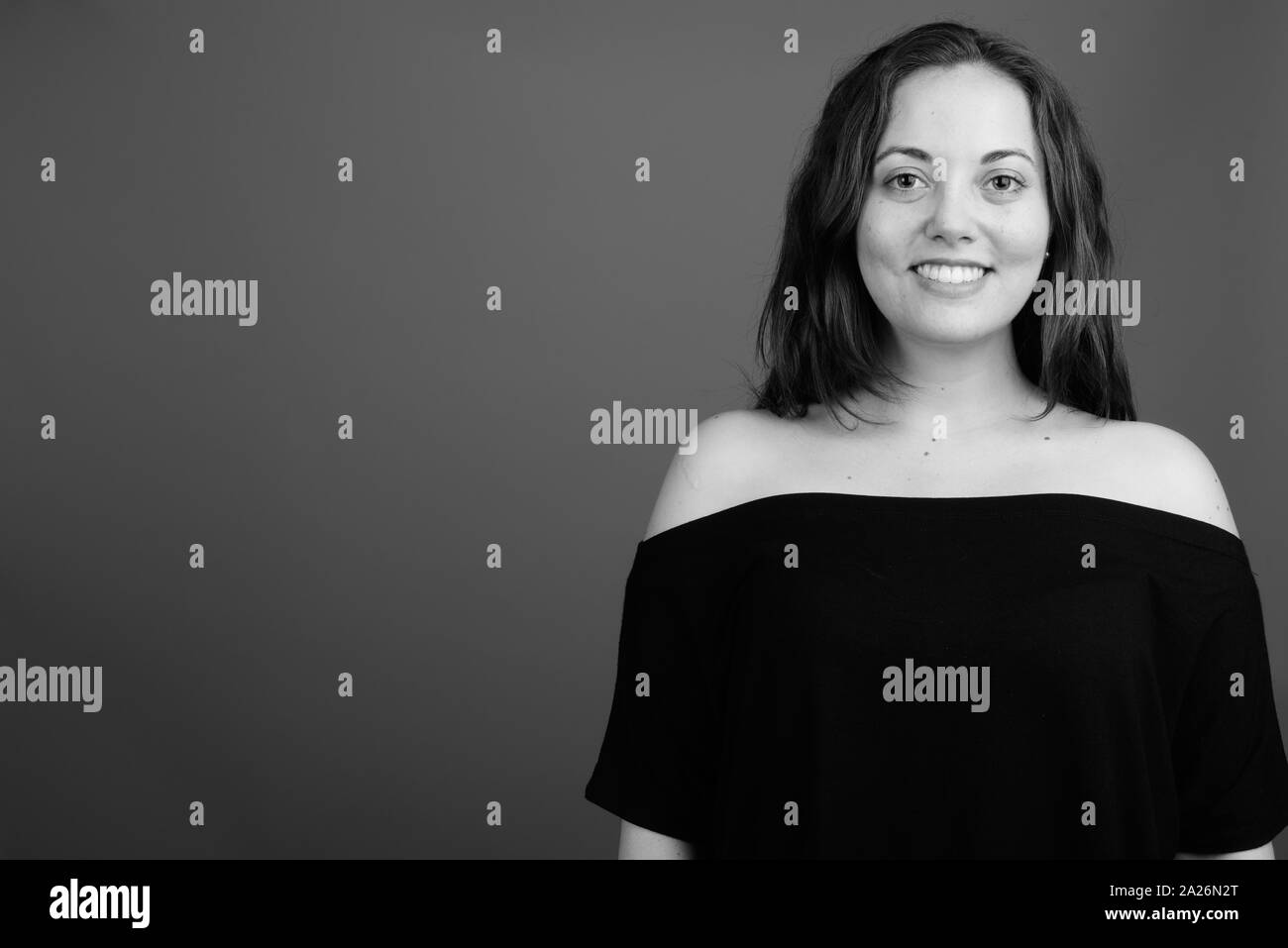 Happy white woman Black and White Stock Photos & Images - Alamy
