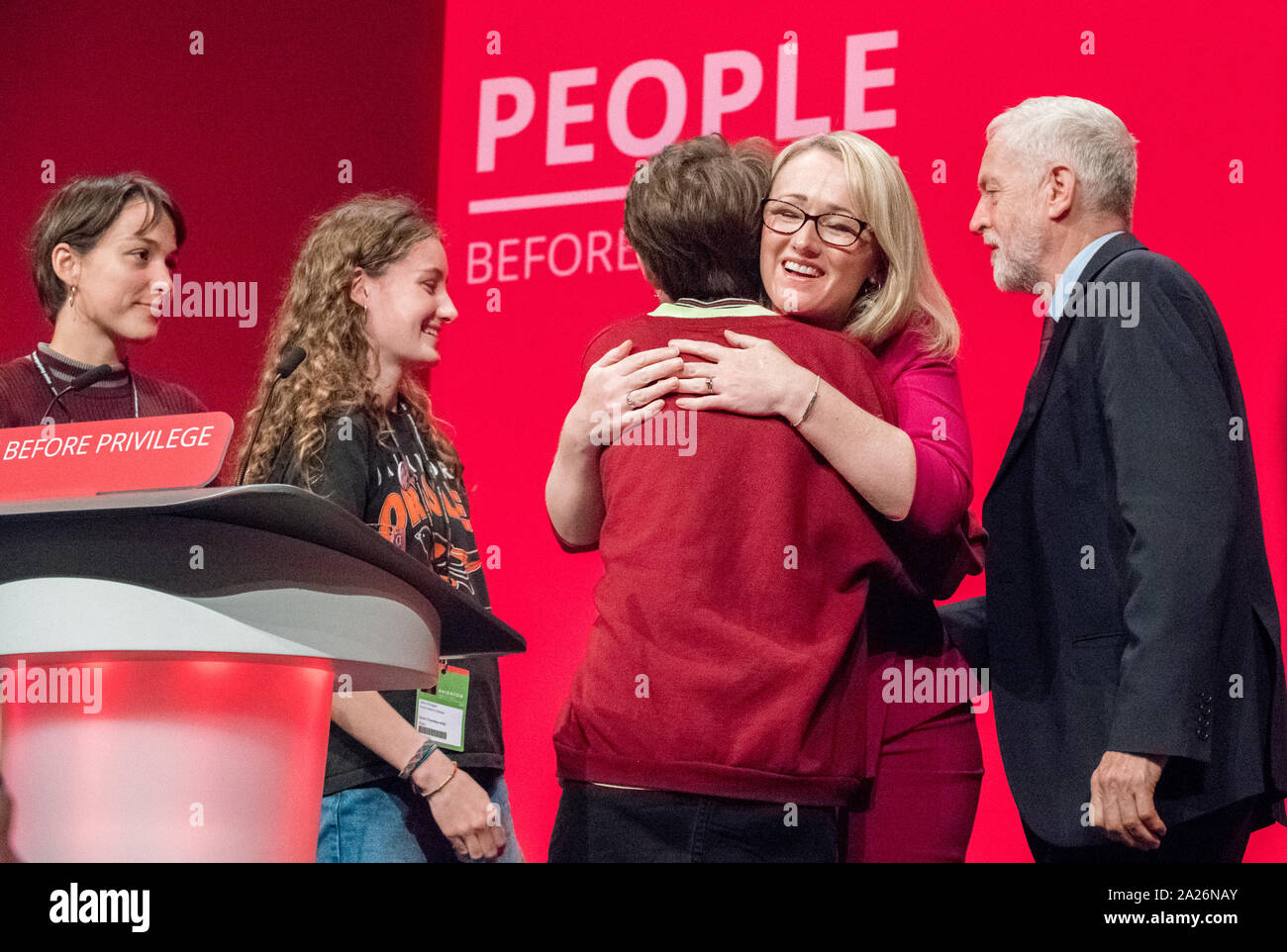 Uma Krieger, a Youth Strike Action representative speaking at the Labour Party Annual 2019 Conference, Brighton, UK Stock Photo