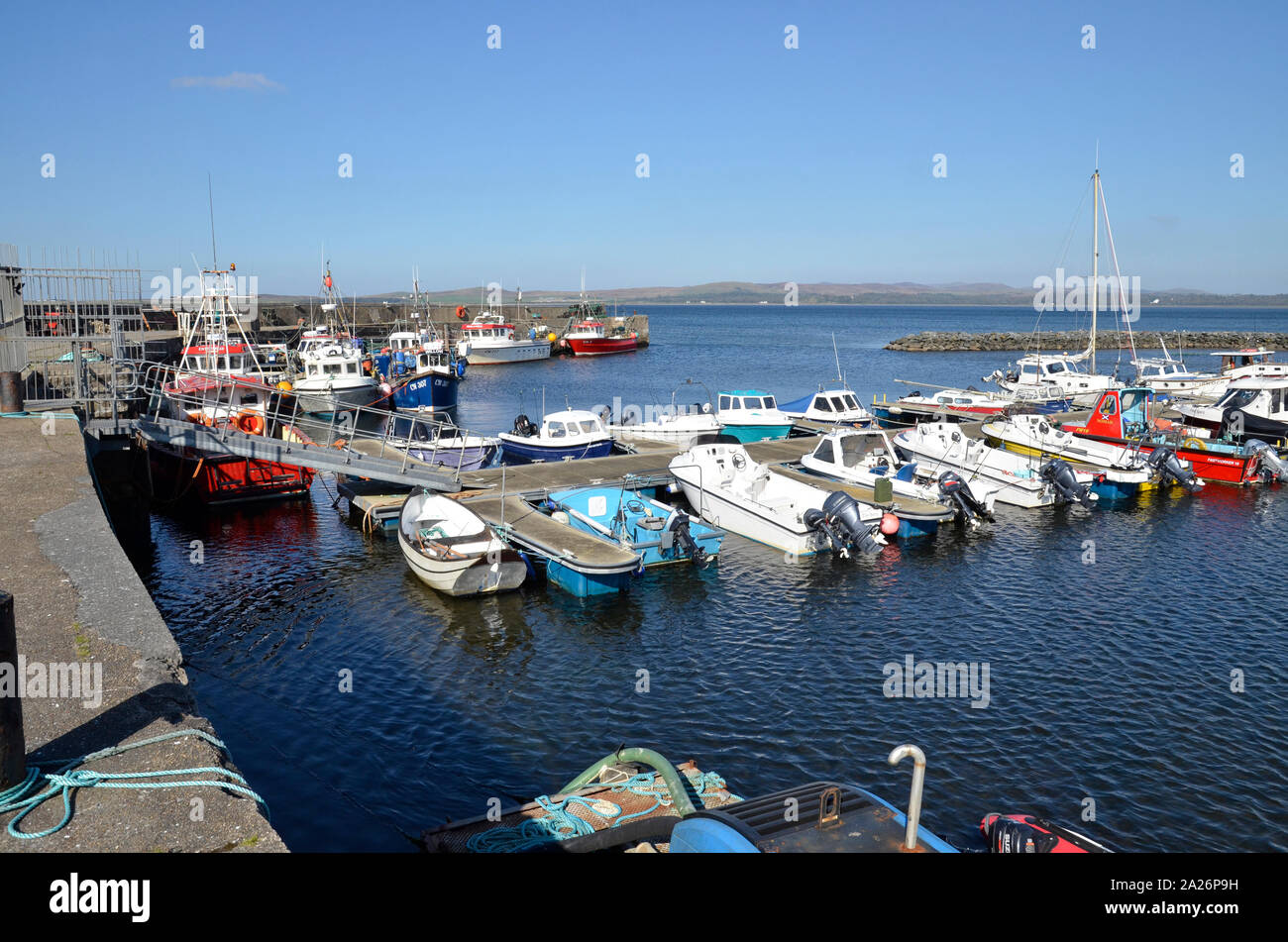 Bowmore Harbour on the Scottish island of Islay Stock Photo