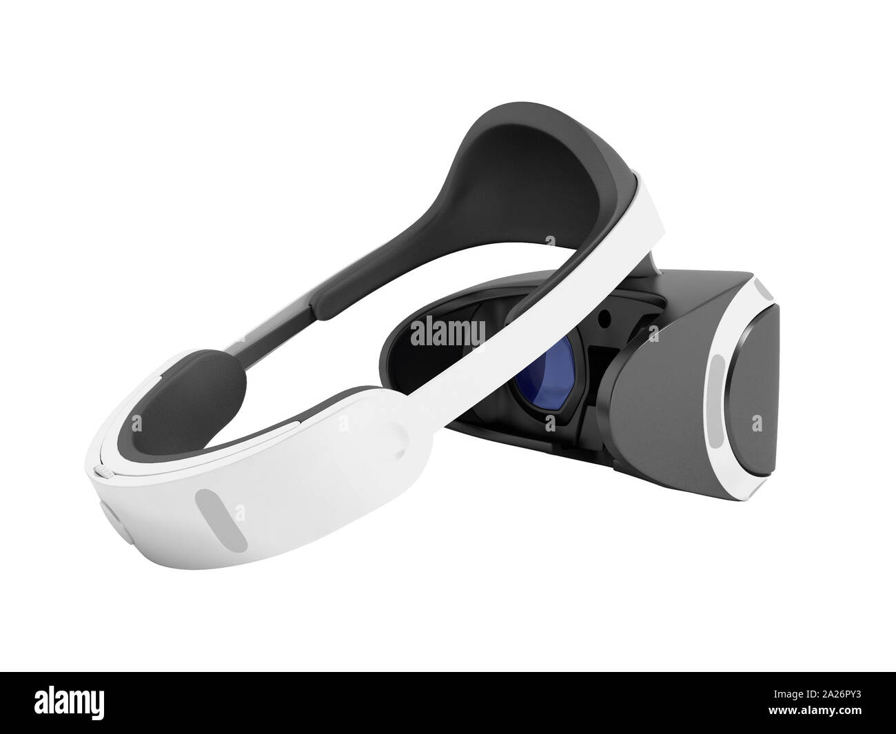 White virtual reality glasses for consoles black inserts 3d render on ...