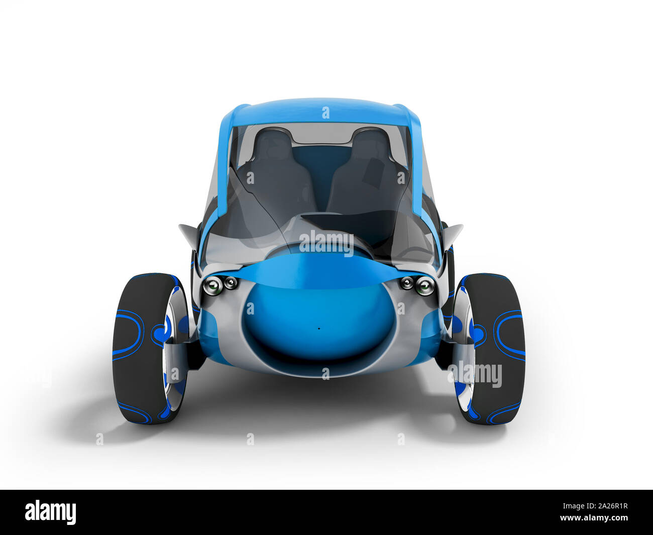 Modern electric car for travel on sidewalks blue with gray insets in front 3d render on white background with shadow Stock Photo