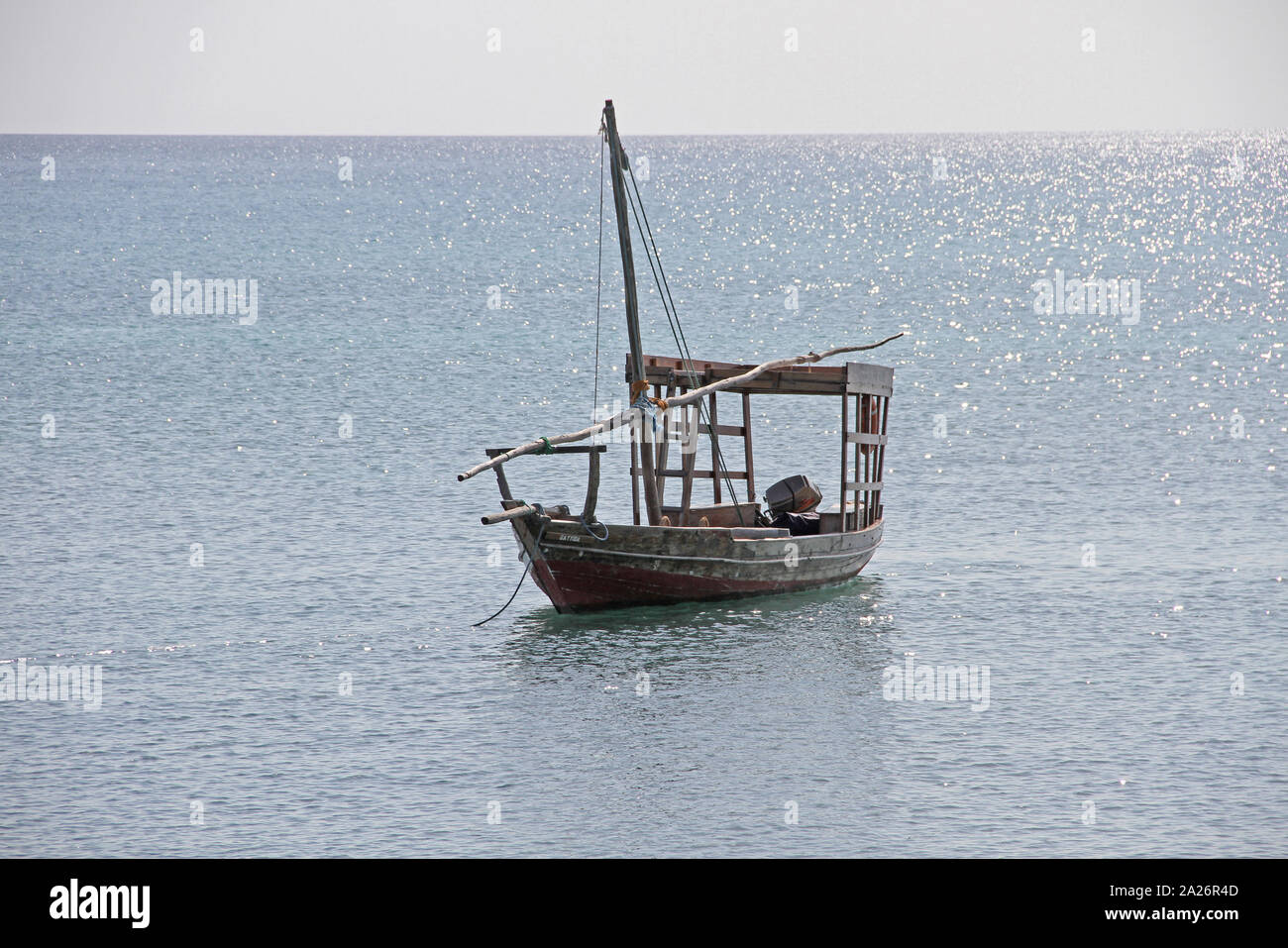 Fishing boat off the coast of Zanzibar, Unguja Island, Tanzania Stock ...