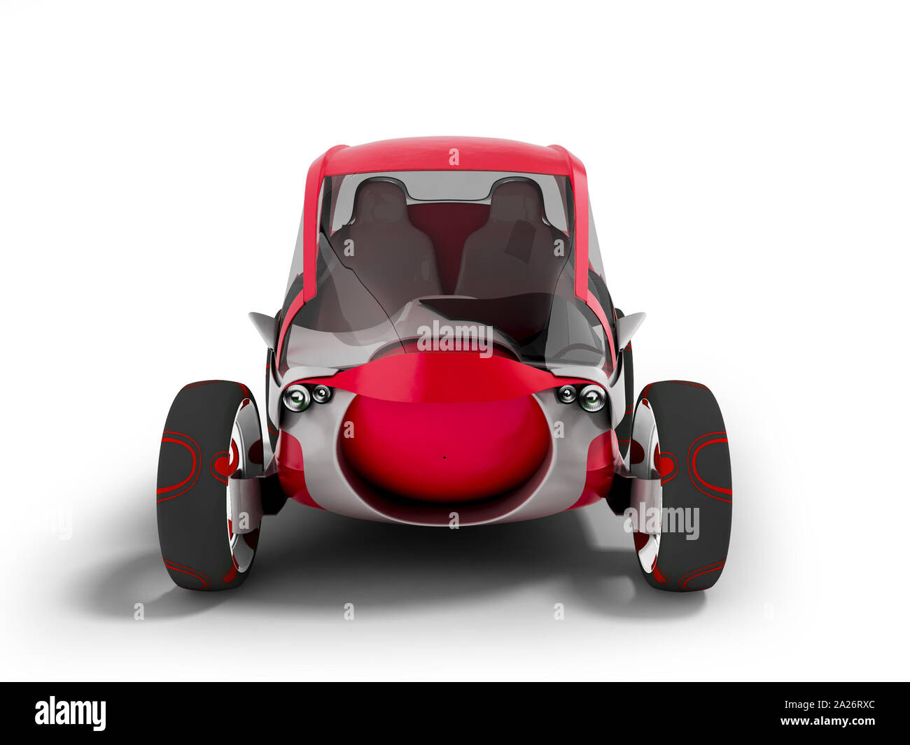 Modern electric car for travel on sidewalks red with gray insets 3D render on white background with shadow Stock Photo