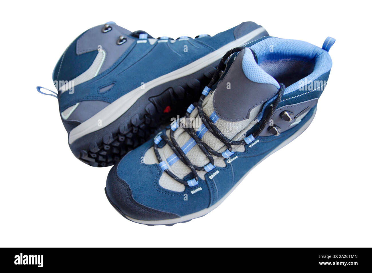 Pair of hiking shoes isolated on white background Stock Photo - Alamy