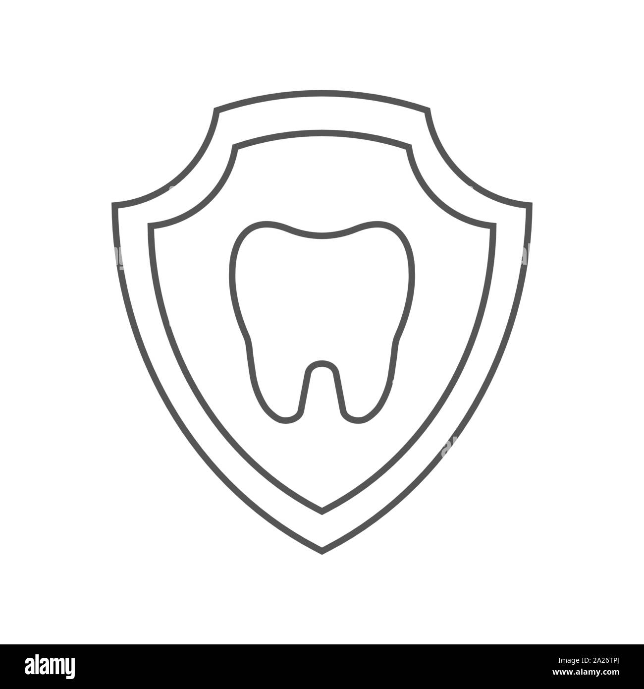 Tooth image inside a shield. Tooth protection idea. EPS 10 Stock Vector