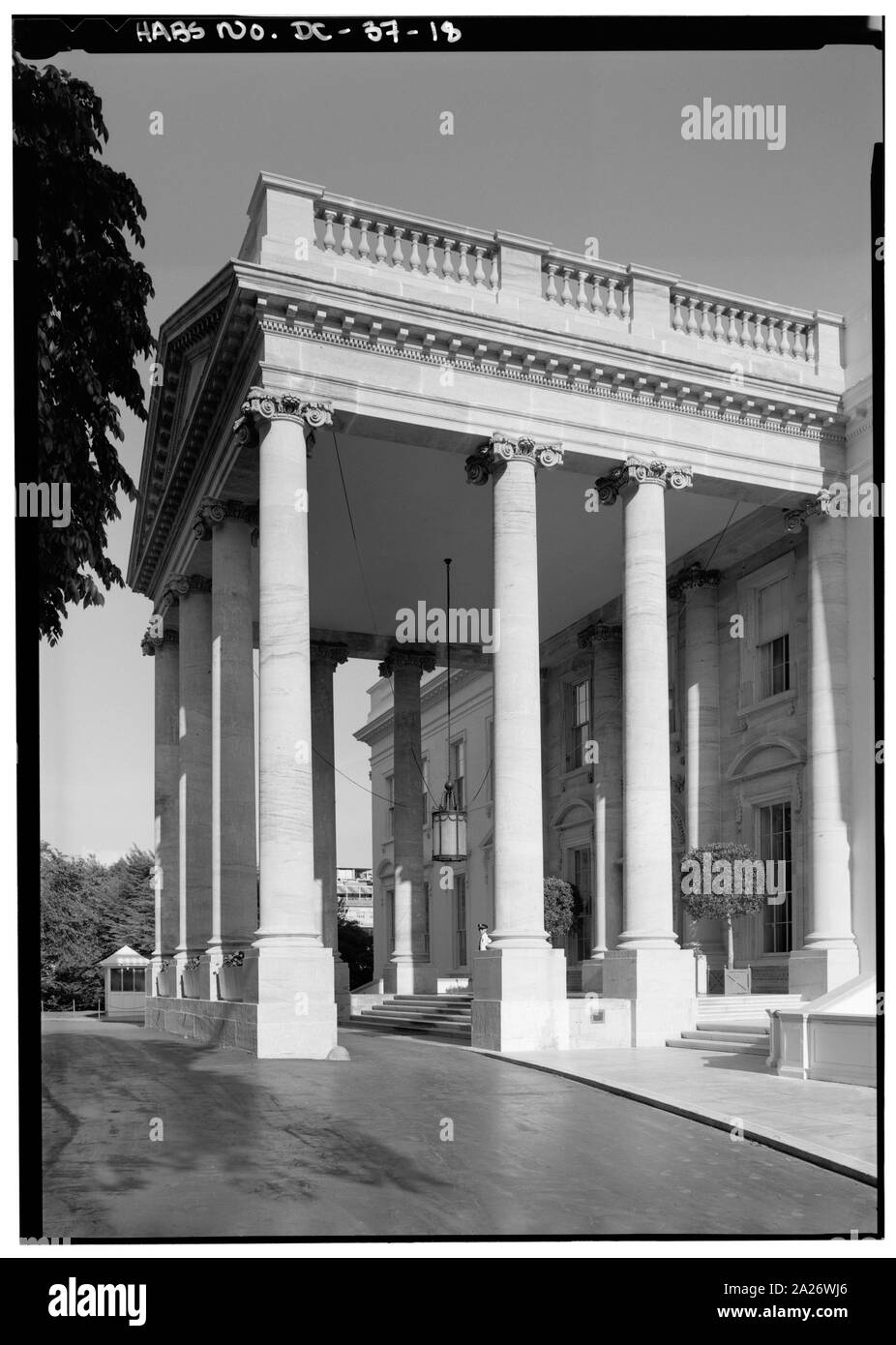 GENERAL VIEW OF WEST SIDE OF PORTICO; 18. PORTICO FROM NORTHWEST HABS DC,WASH,134-18; Stock Photo