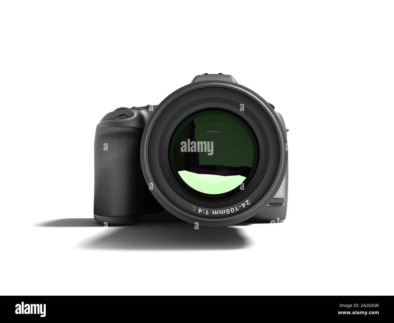 Modern gray professional camera for nature photography front 3d ...