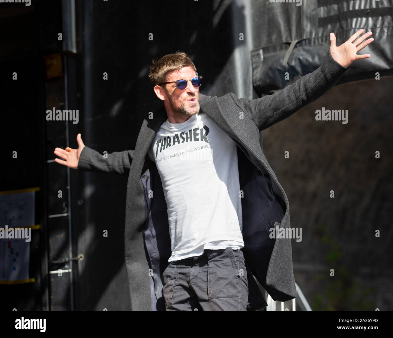 Actor Paul Anderson on stage in Birmingham, UK, for a question and answer session at the Peaky Blinders Festival. Stock Photo