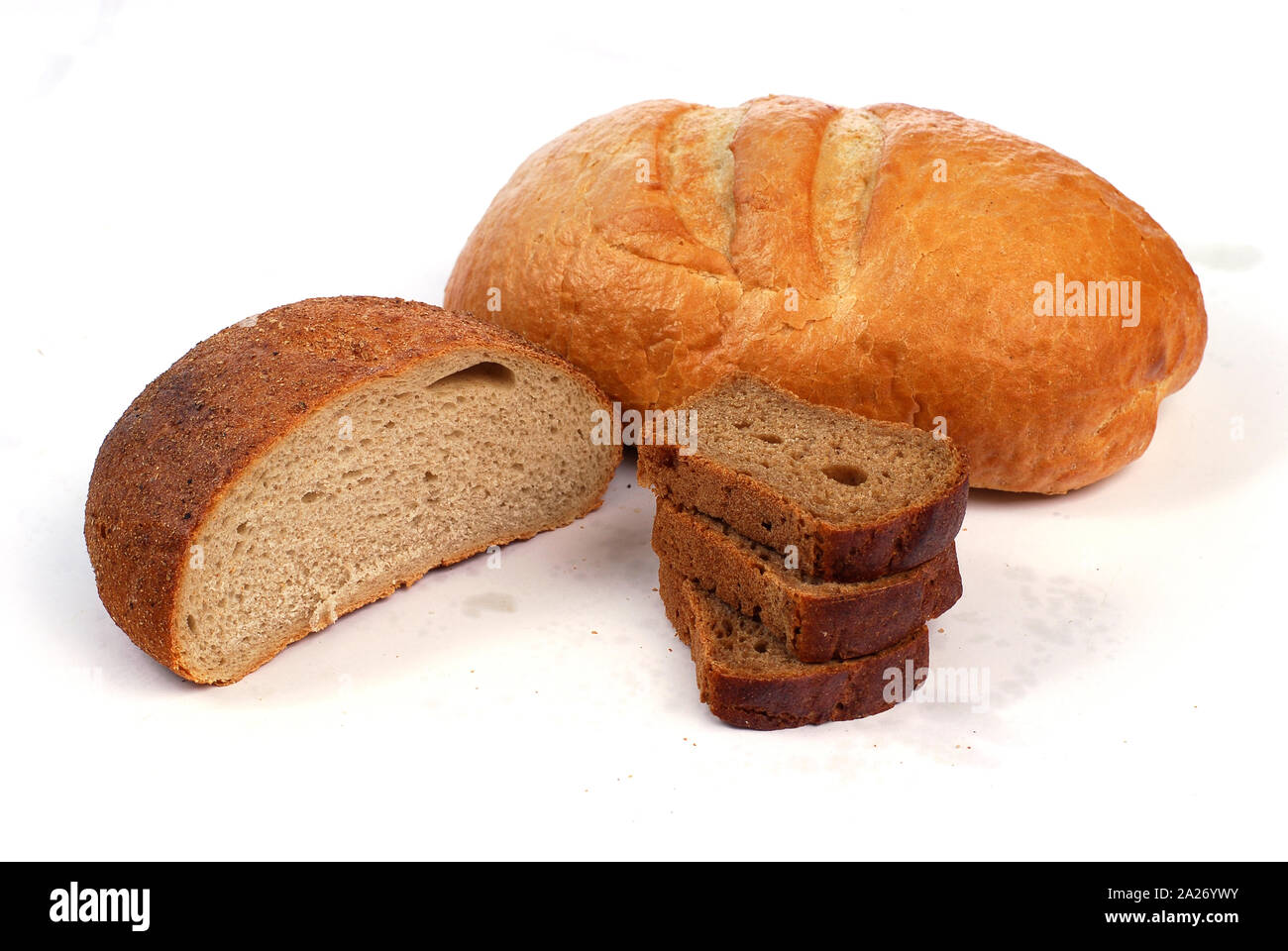 assorted breads isolated on a white background Stock Photo - Alamy