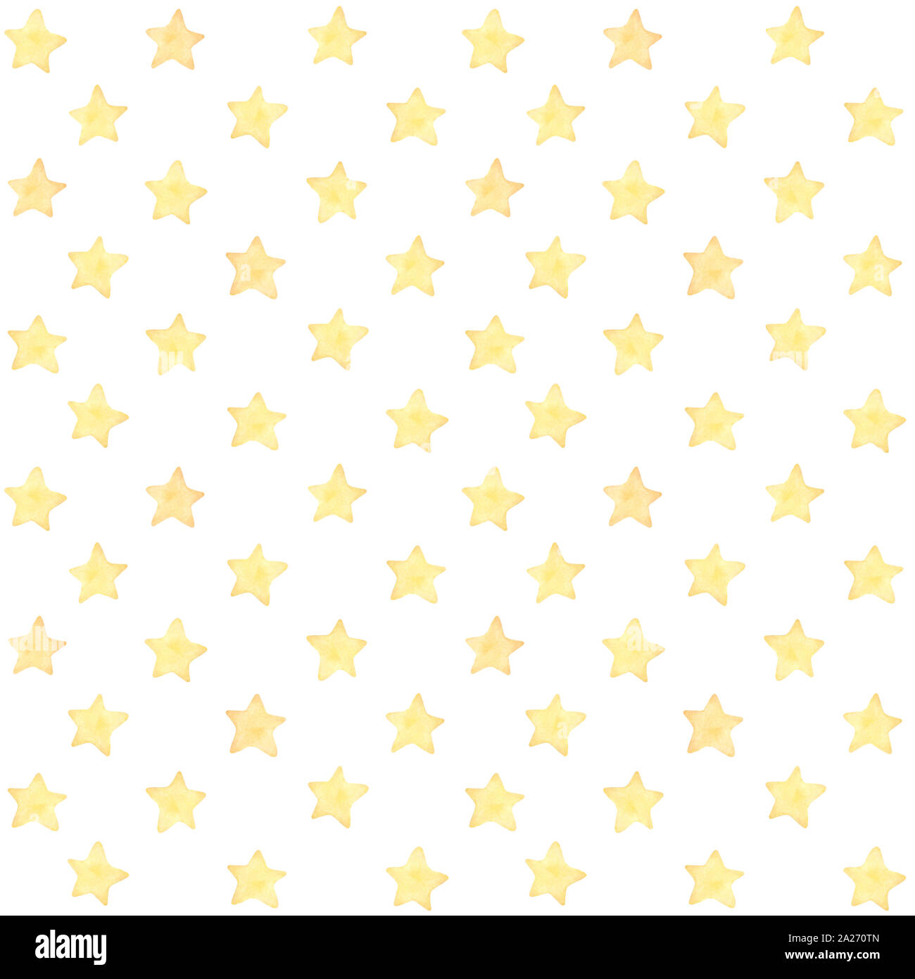 Seamless pattern. Kids prints. Yellow stars. Watercolor. White
