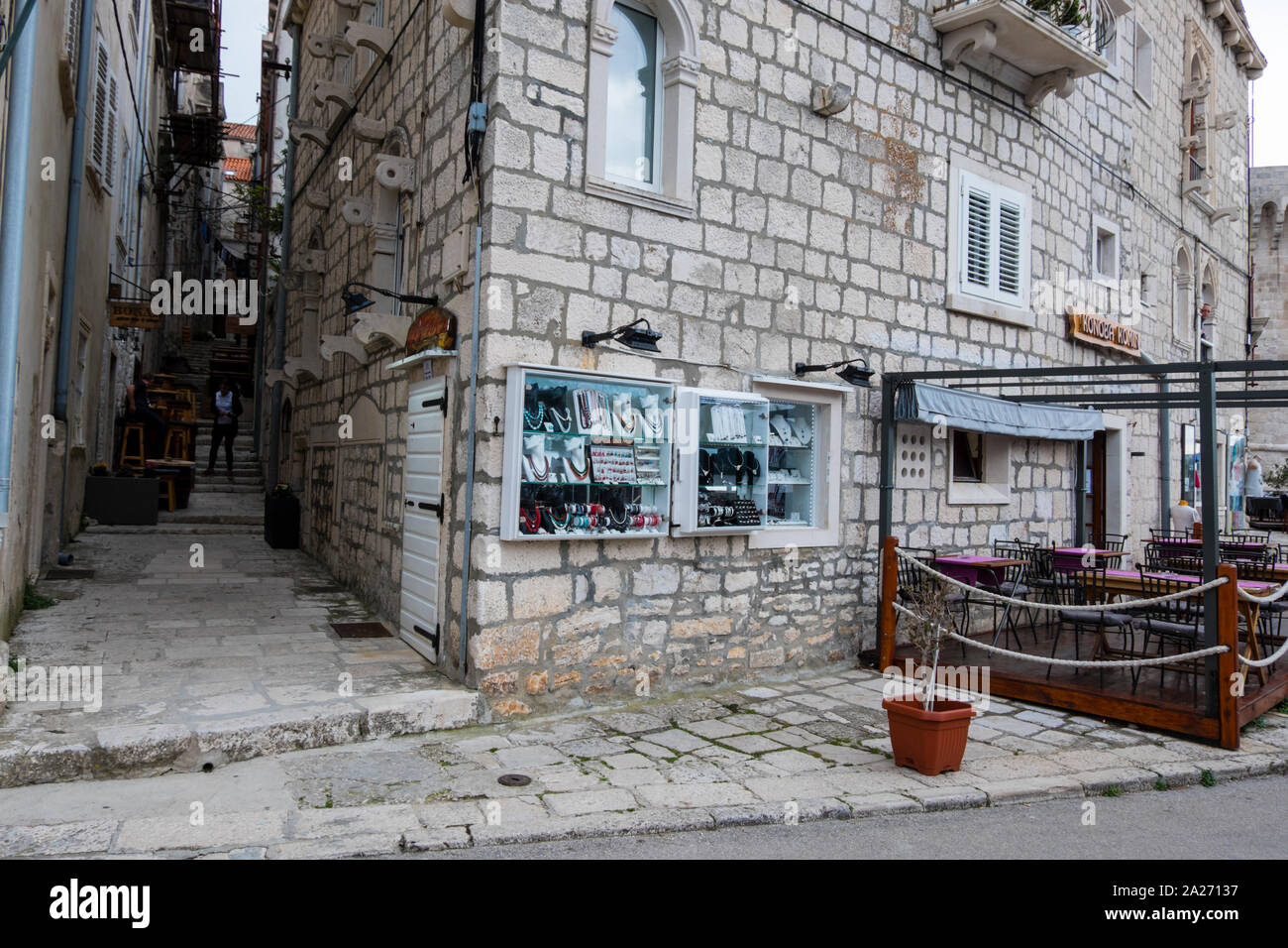 Setaliste Petra Kanavelica, Old town, Korcula town, Korcula island, Dalmatia, Croatia Stock Photo