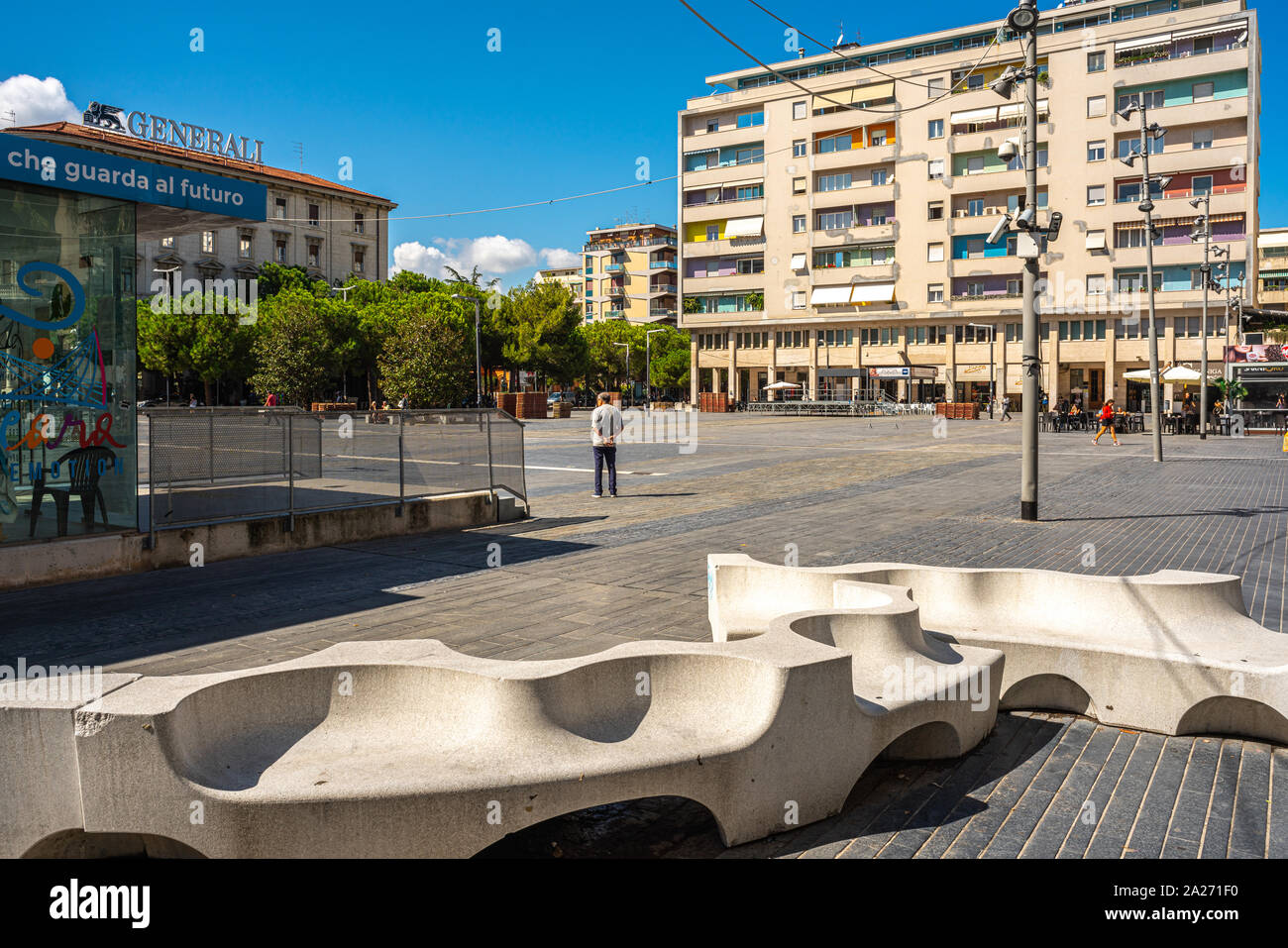 view of the main square , 'Piazza Salotto' located in the Pescara city center. Stock Photo