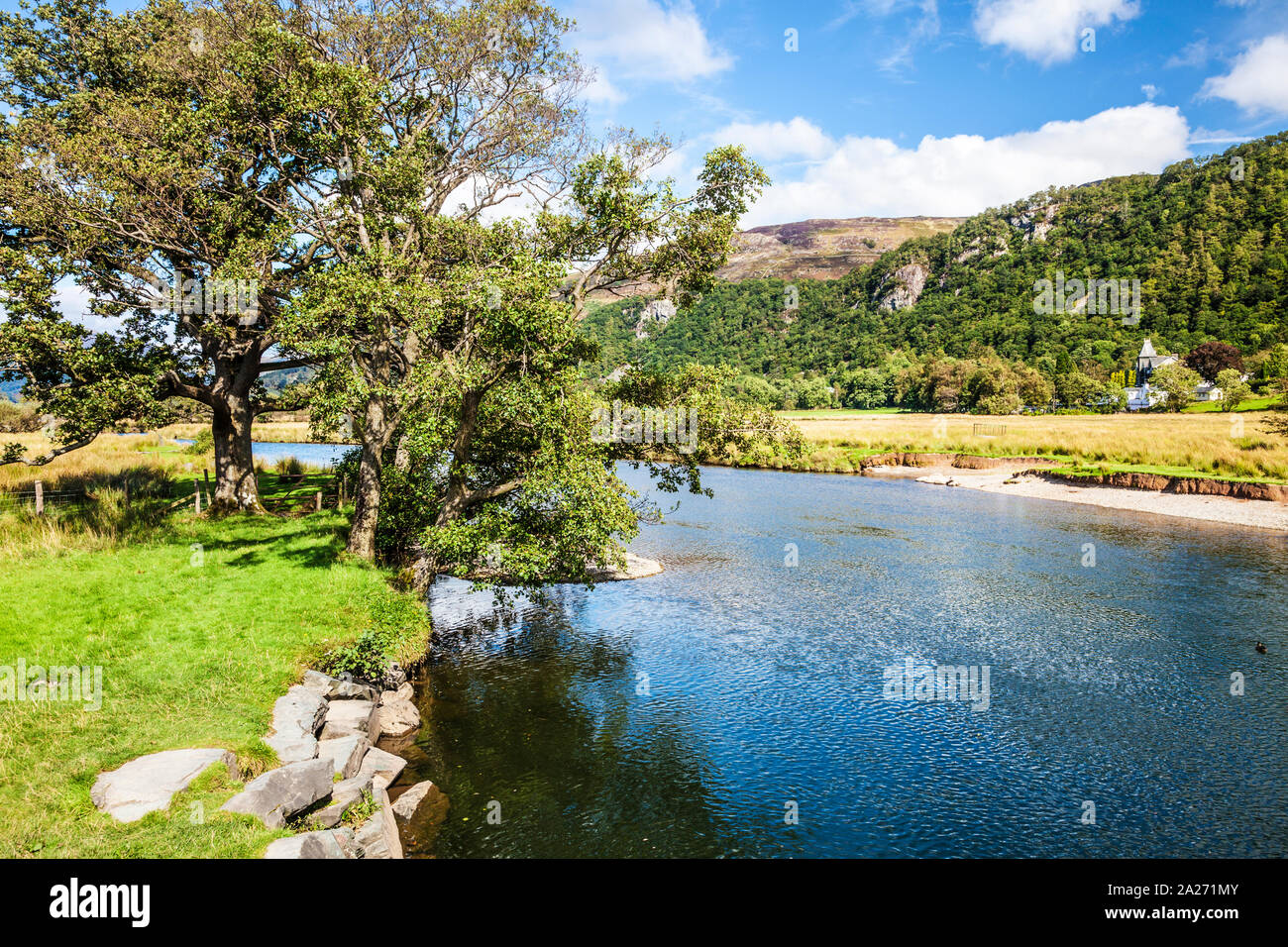 Landscape with river and forest Stock Photo by ©Derkien 19776185