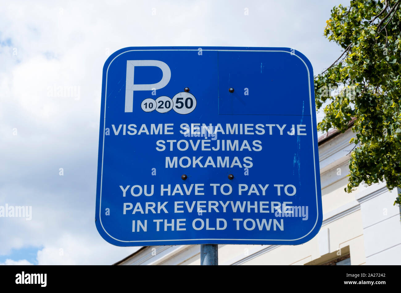 Parking information sign, Kaunas, Lithuania Stock Photo Alamy