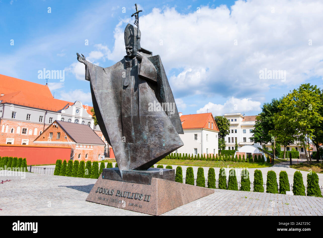 Statue of Pope John Paul II, Pope Hill, Santaka Park, Kaunas, Lithuania Stock Photo