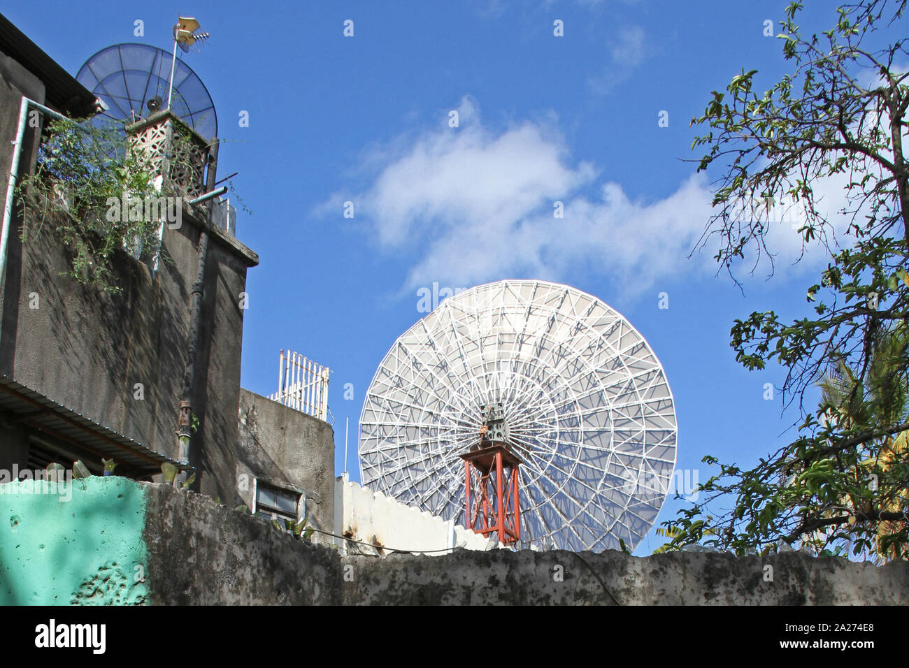 Satellite dishes, Stone Town, Zanzibar, Unguja Island, Tanzania. Stock Photo