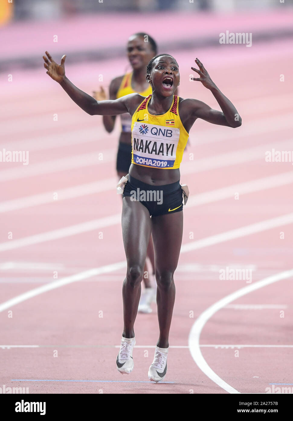 Halimah Nakaayi (Uganda). 800 Metres Gold Medal. IAAF World Athletics Championships, Doha 2019 Stock Photo