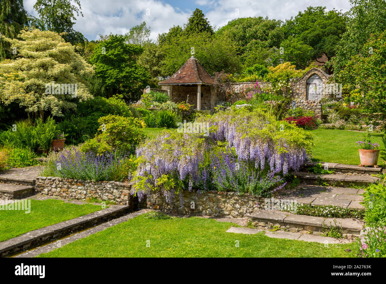 The attractive and colourful Millennium Garden at Burrow Farm Gardens ...