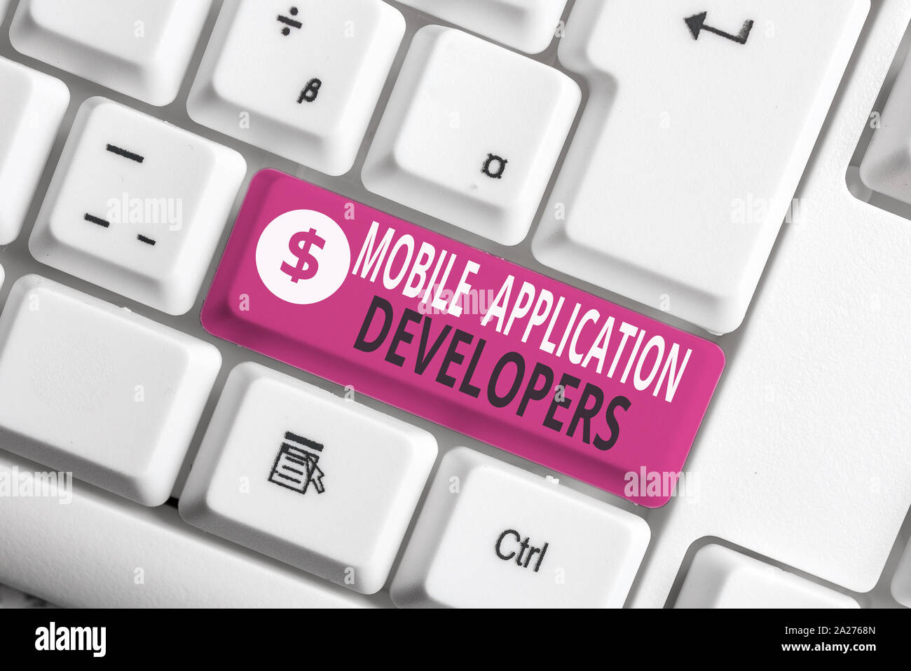 Writing Note Showing Mobile Application Developers Business Concept For Create Software For Devices Like App Store White Pc Keyboard With Note Paper Stock Photo Alamy