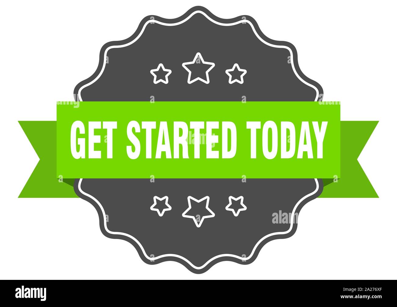get started today isolated seal. get started today green label. get started today Stock Vector