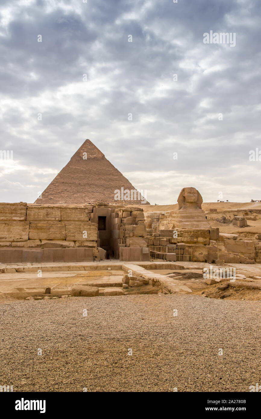 Sphinx and Pyramid Stock Photo