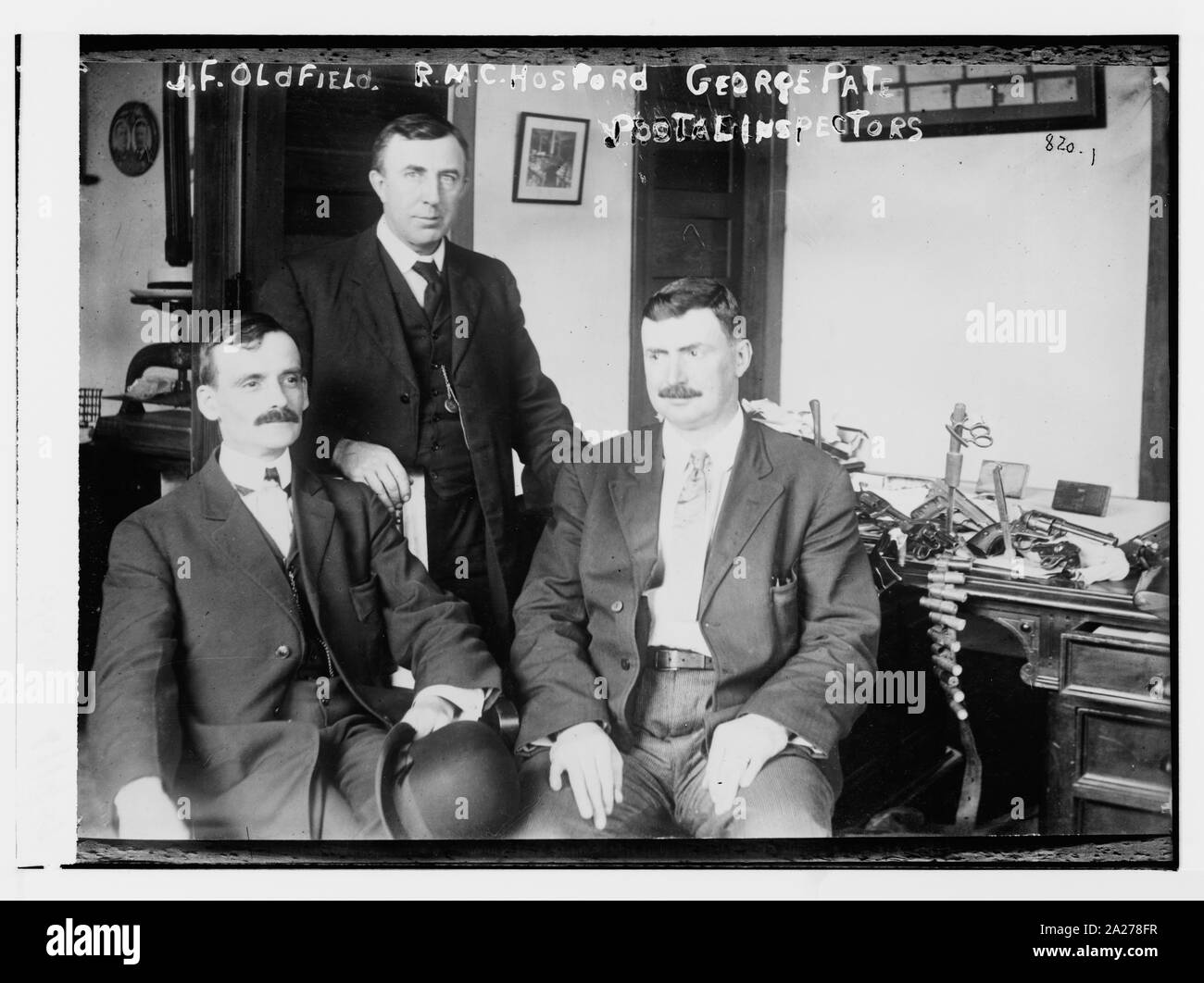 Postal inspectors in office J.F. Oldfield, R.M.C. Hosford, Pata Stock Photo Alamy