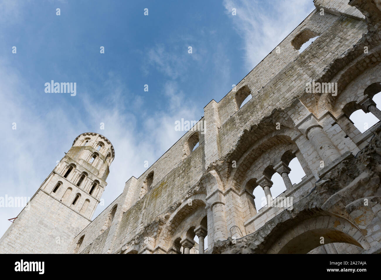 Jumieges, Normandy / France - 13 August 2019: detail view of the ruins of the old abbey and Benedictine monastery at Jumieges in Normandy in France Stock Photo
