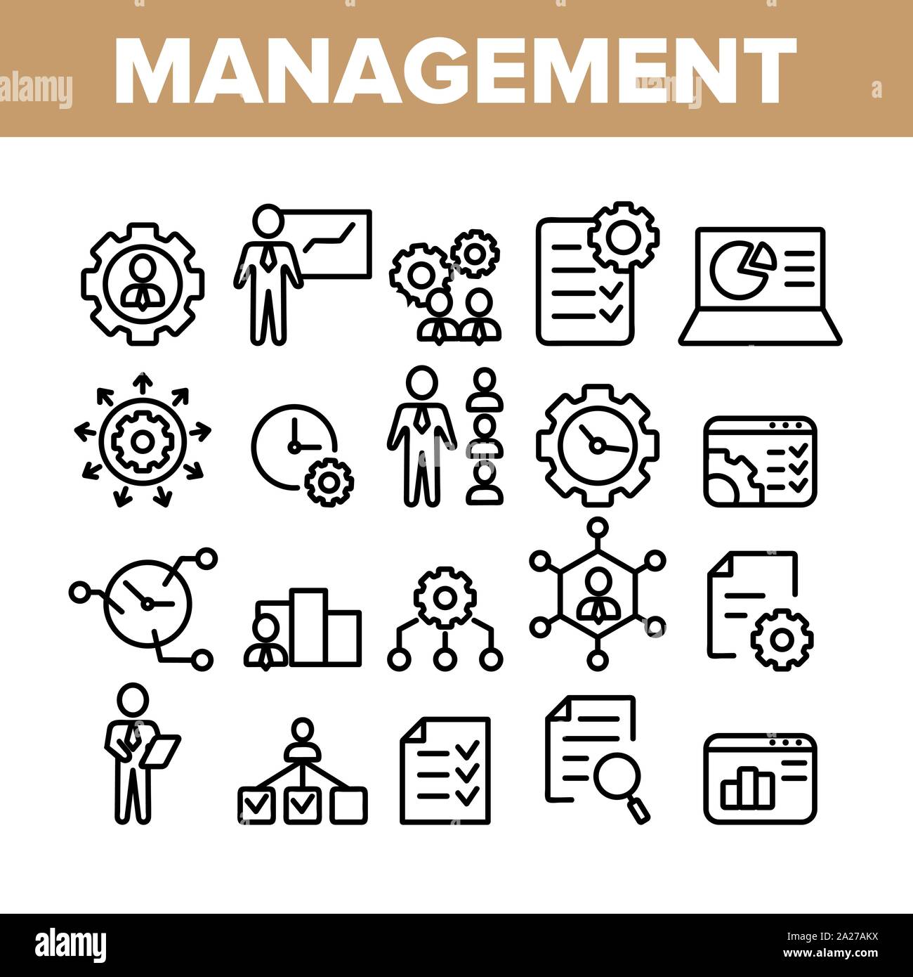 Management Collection Elements Icons Set Vector Stock Vector Image ...
