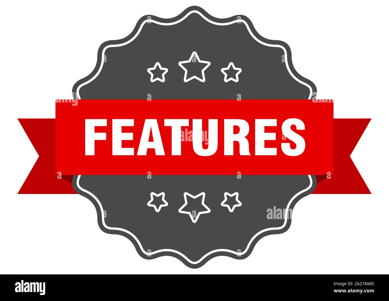It Features A Sign features red label. features isolated seal. features Stock Vector Image ...