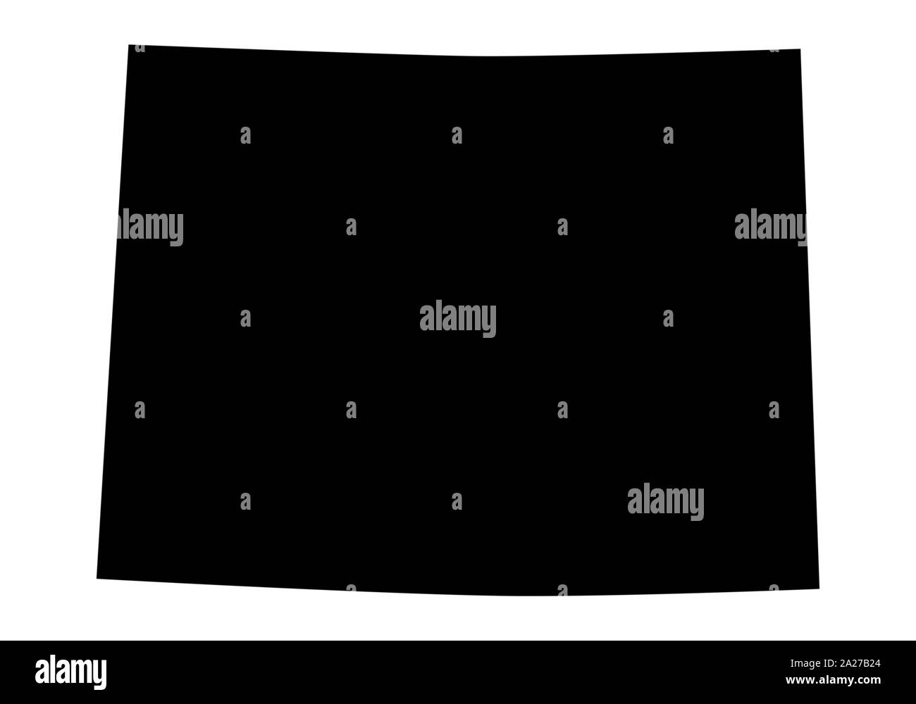 Wyoming State dark silhouette map isolated on white background Stock Vector