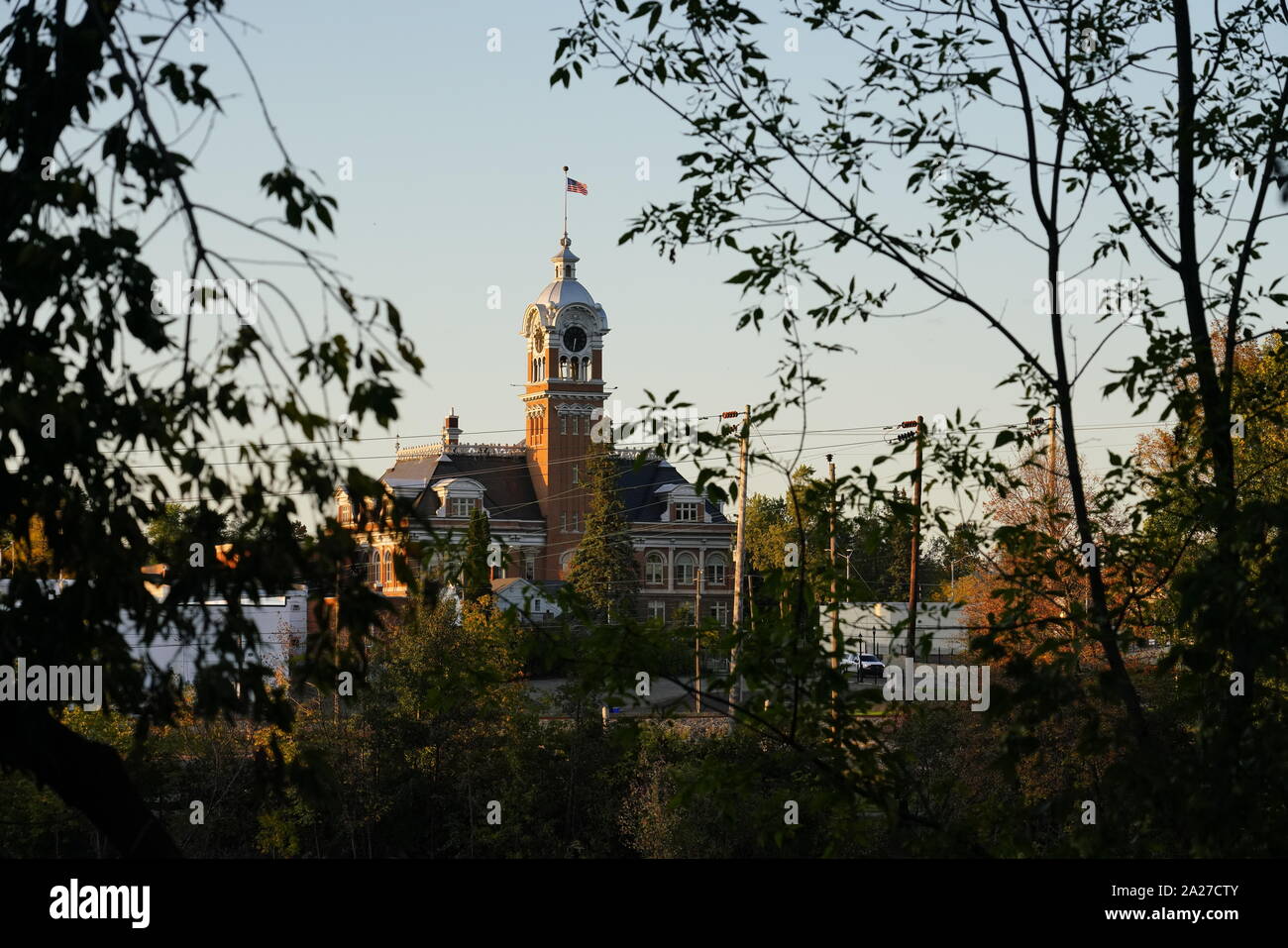 Lincoln County Courthouse clock tower. Builtin 1903 towers over
