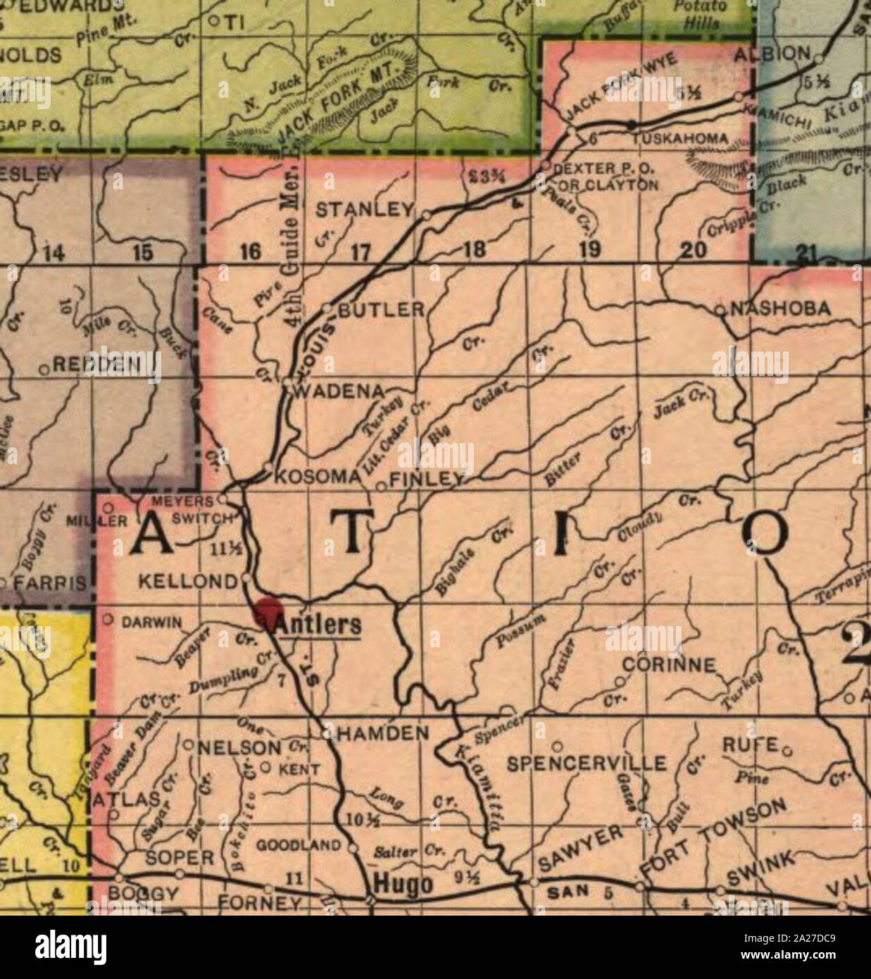 Premier series map of Oklahoma and Indian Territory cropped Stock Photo