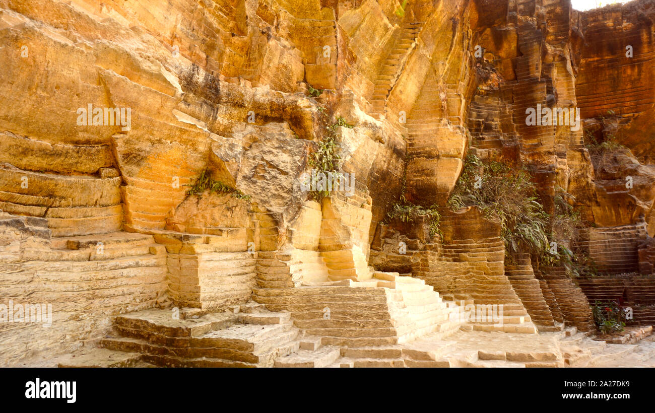 Upside Down Stairs Of Limestone Stock Photo Alamy