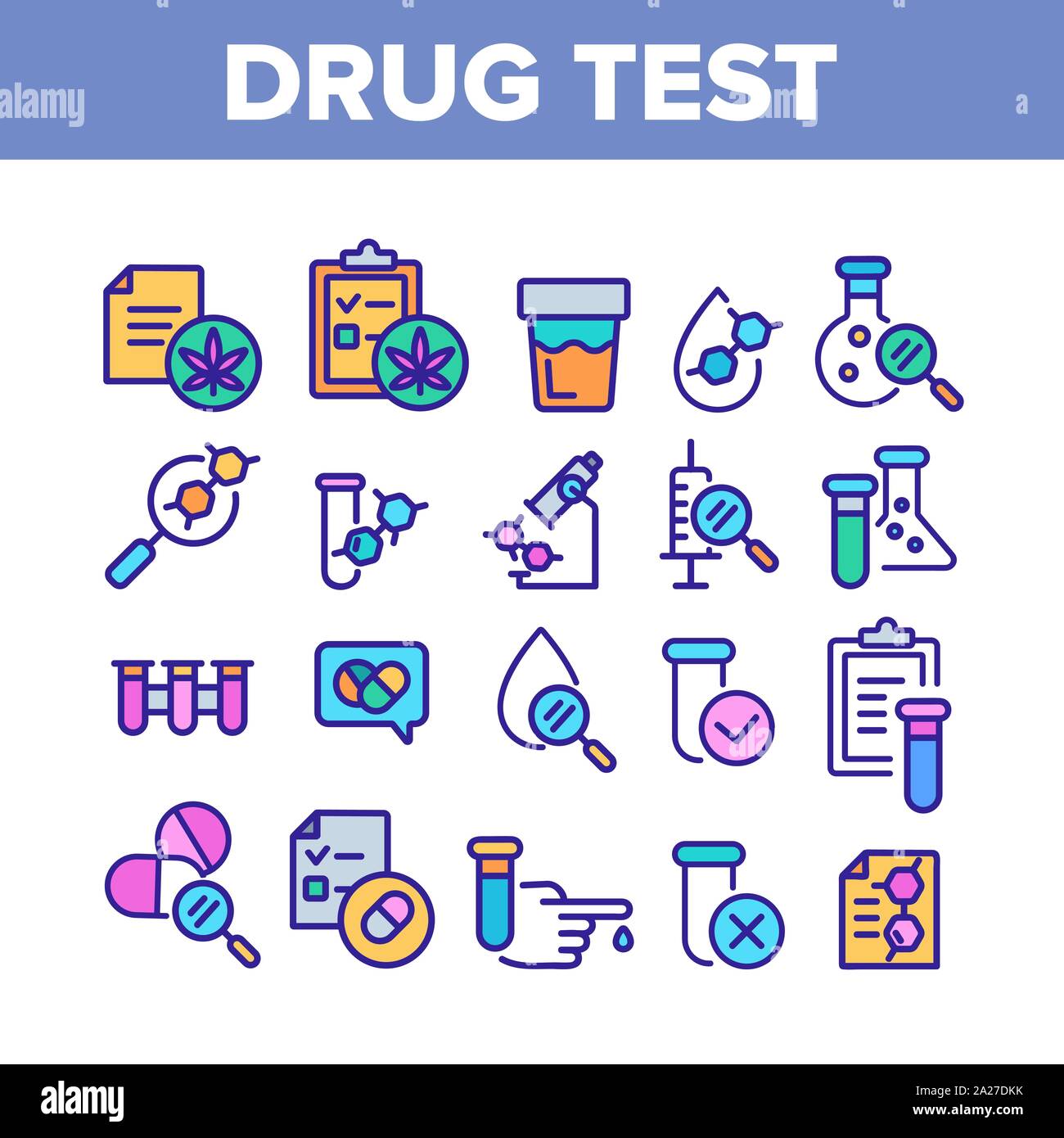 Drug Test Color Elements Icons Set Vector Stock Vector Image & Art Alamy