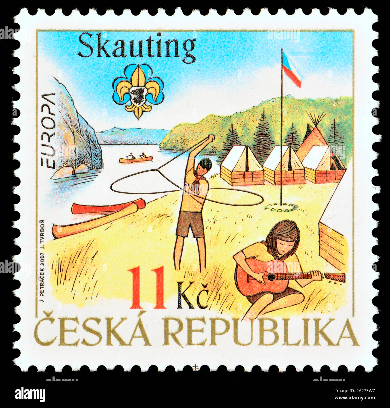 Czech Republic postage stamp (2007) - Scouting (Czech spelling) Stock Photo