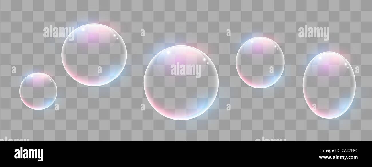 Realistic soap bubbles with rainbow reflection set isolated Stock ...