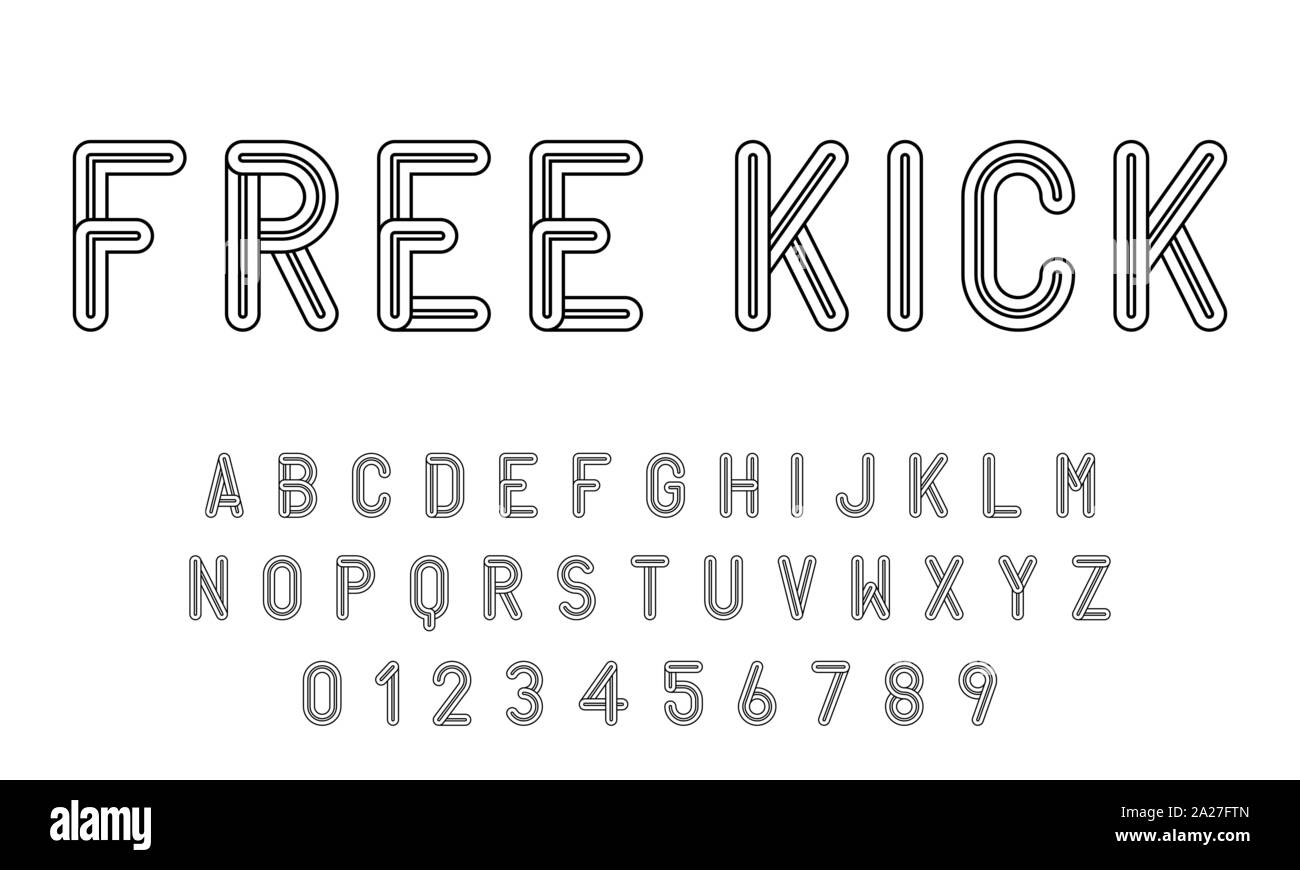 Set of alphabets font letters and numbers modern abstract design with lines vector illustration