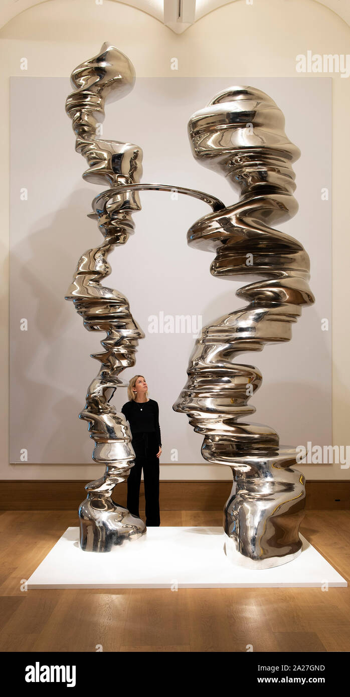 Constant Change (2005), a monumental sculpture by Sir Tony Cragg CBE RA, leads Bonhams Contemporary Art sale preview in London. Stock Photo