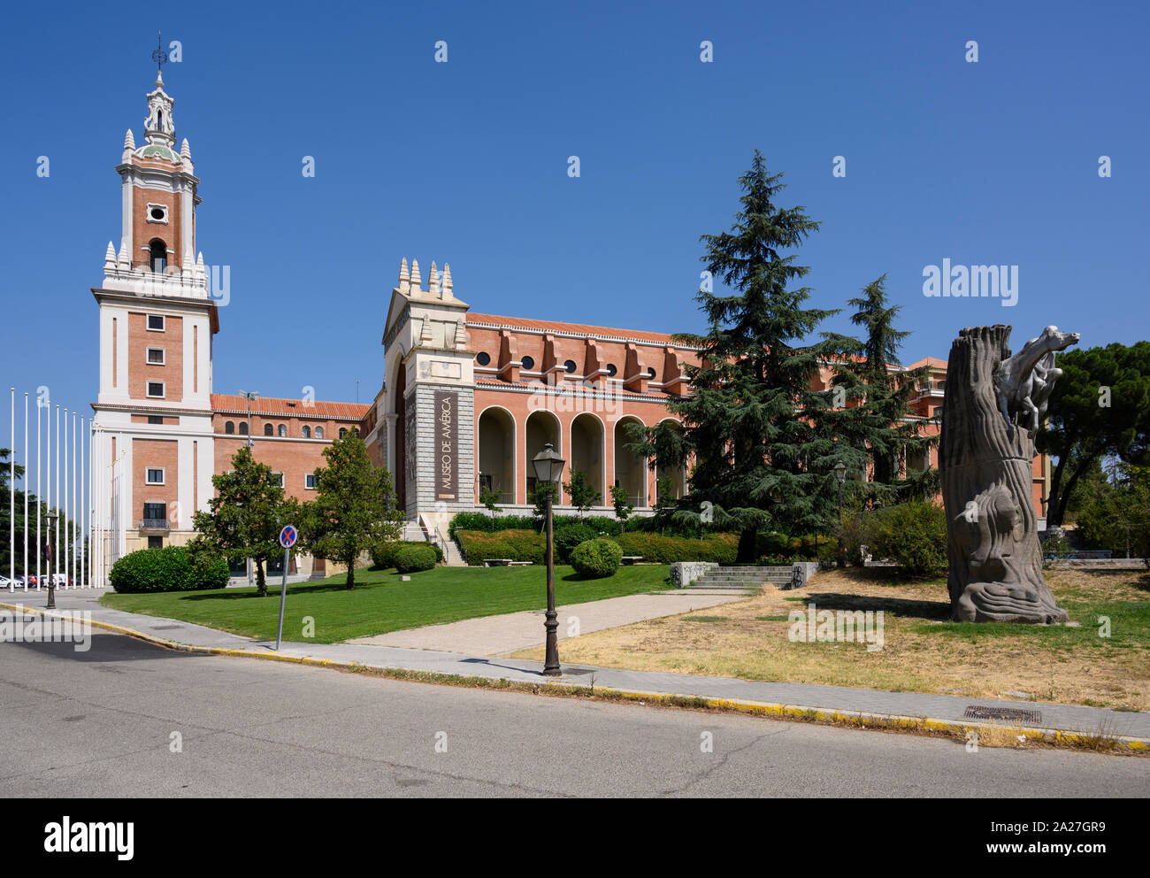 Madrid. Spain. Exterior of the Museo de América (Museum of the Americas) houses the antique collections of American Archaeology and Ethnography of the Stock Photo