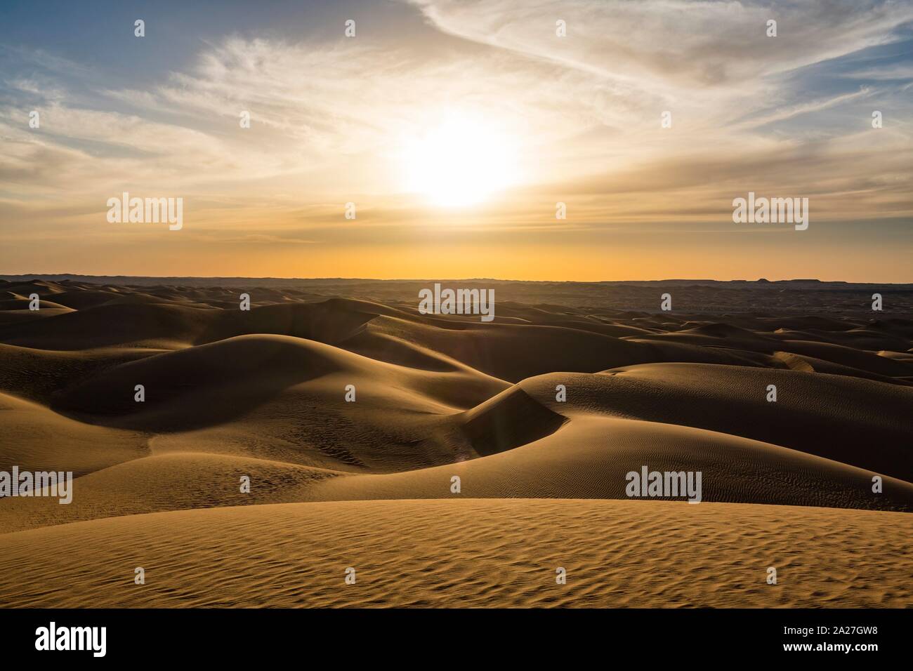 Sanddunes at Sunset, Sahara, Timimoun, Algeria Stock Photo