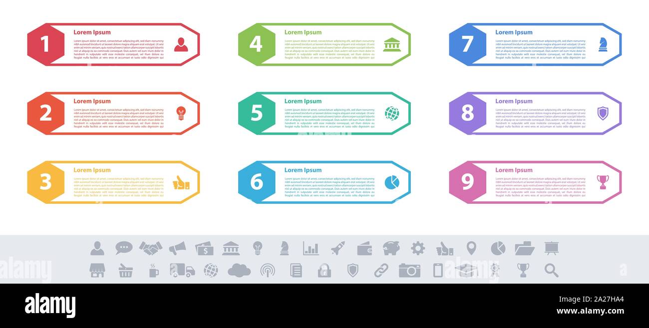infographic design business concept with 9 steps... Infographic design business concept vector illustration with 9 steps or ...