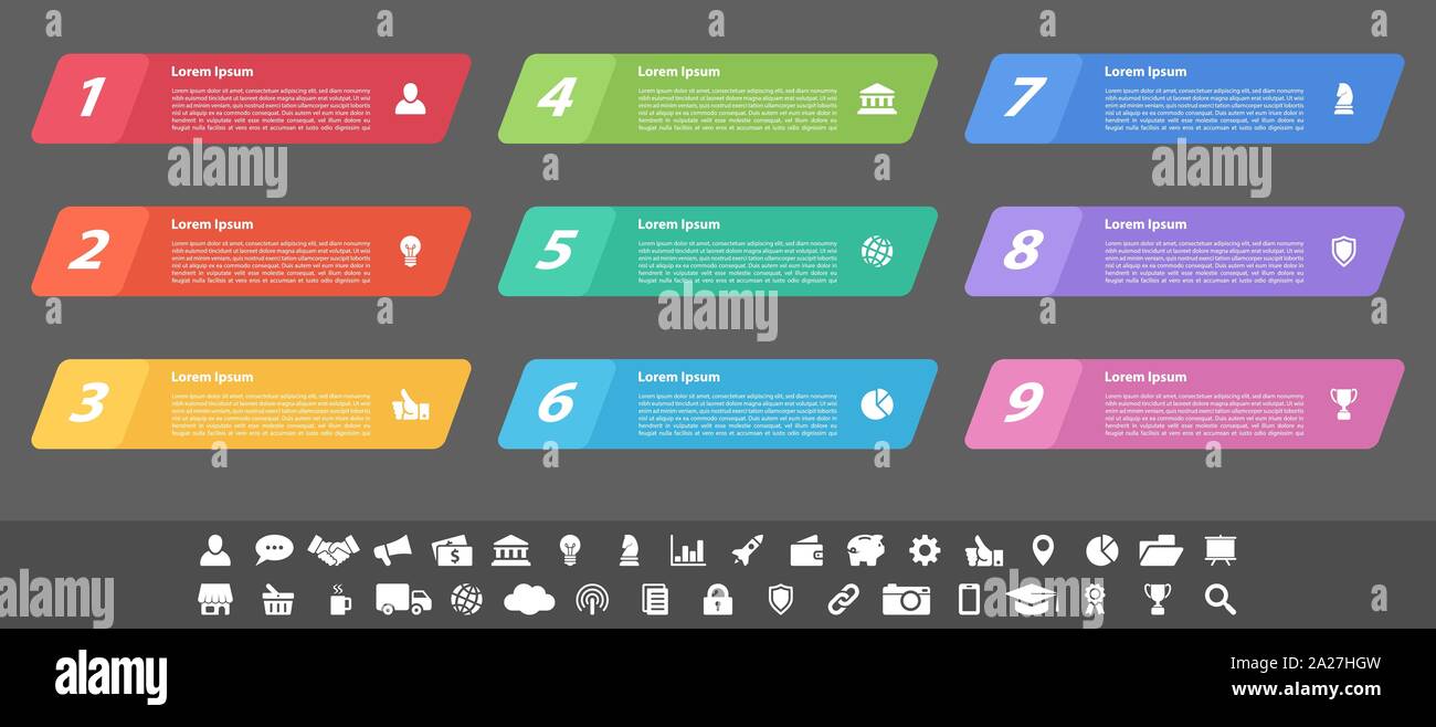 infographic design business concept with 9 steps... Infographic design business concept vector illustration with 9 steps or ...