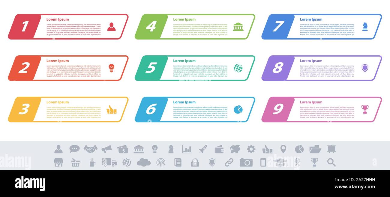 Infographic design business concept vector illustration with 9 steps or ...