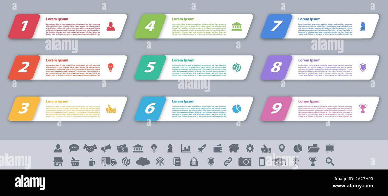 Infographic design business concept vector illustration with 9 steps or ...