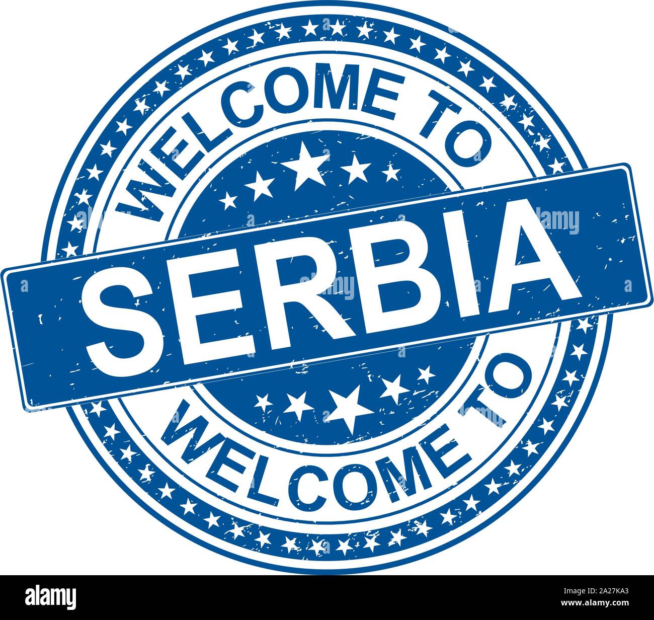 Welcome to serbia grungy rubber stamp on a white background stock