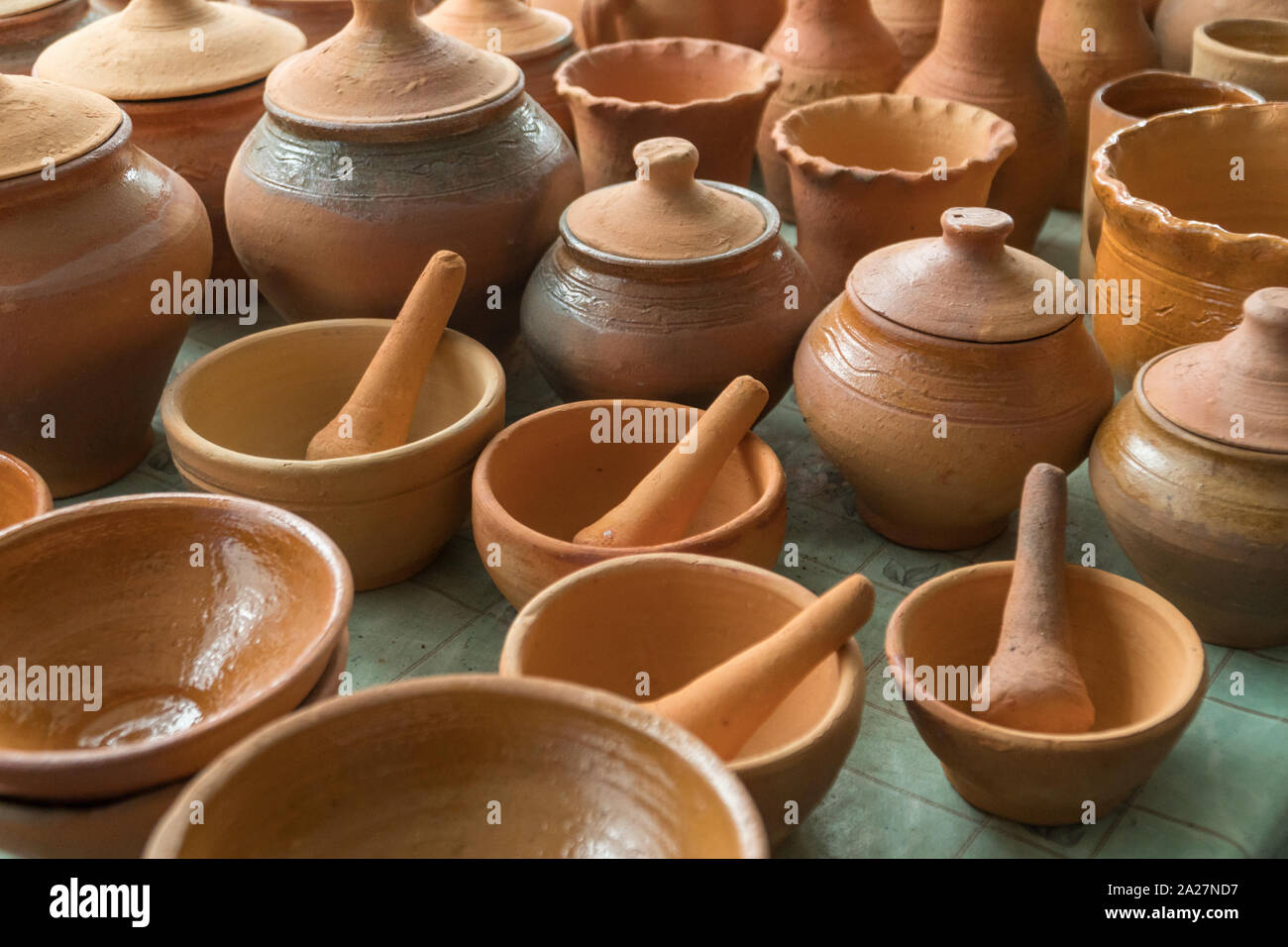 Lots Of Traditional Ukrainian Handmade Clay Pottery Production