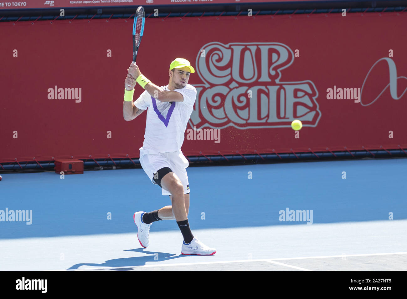 Tokyo Japan 1st Oct 19 Borna Coric Cro Hits A Return Against Taro Daniel Jpn During