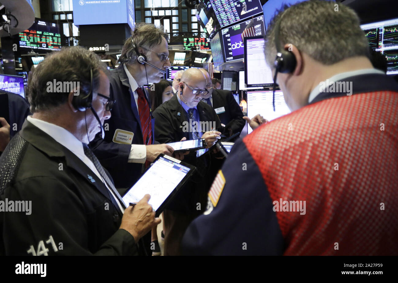 New York United States 01st Oct 2019 Traders Work On The