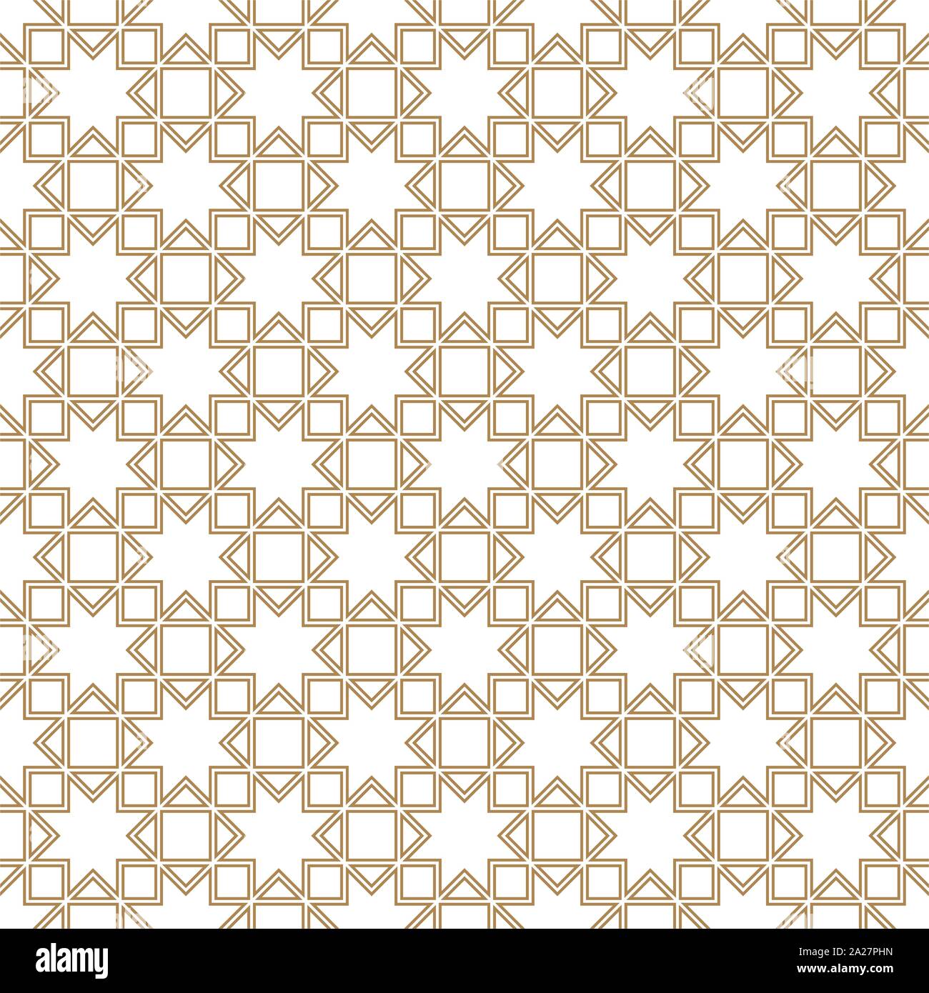 Seamless geometric pattern. Islamic pattern. arabic, indian ornament.Brown thin doubled lines Stock Vector